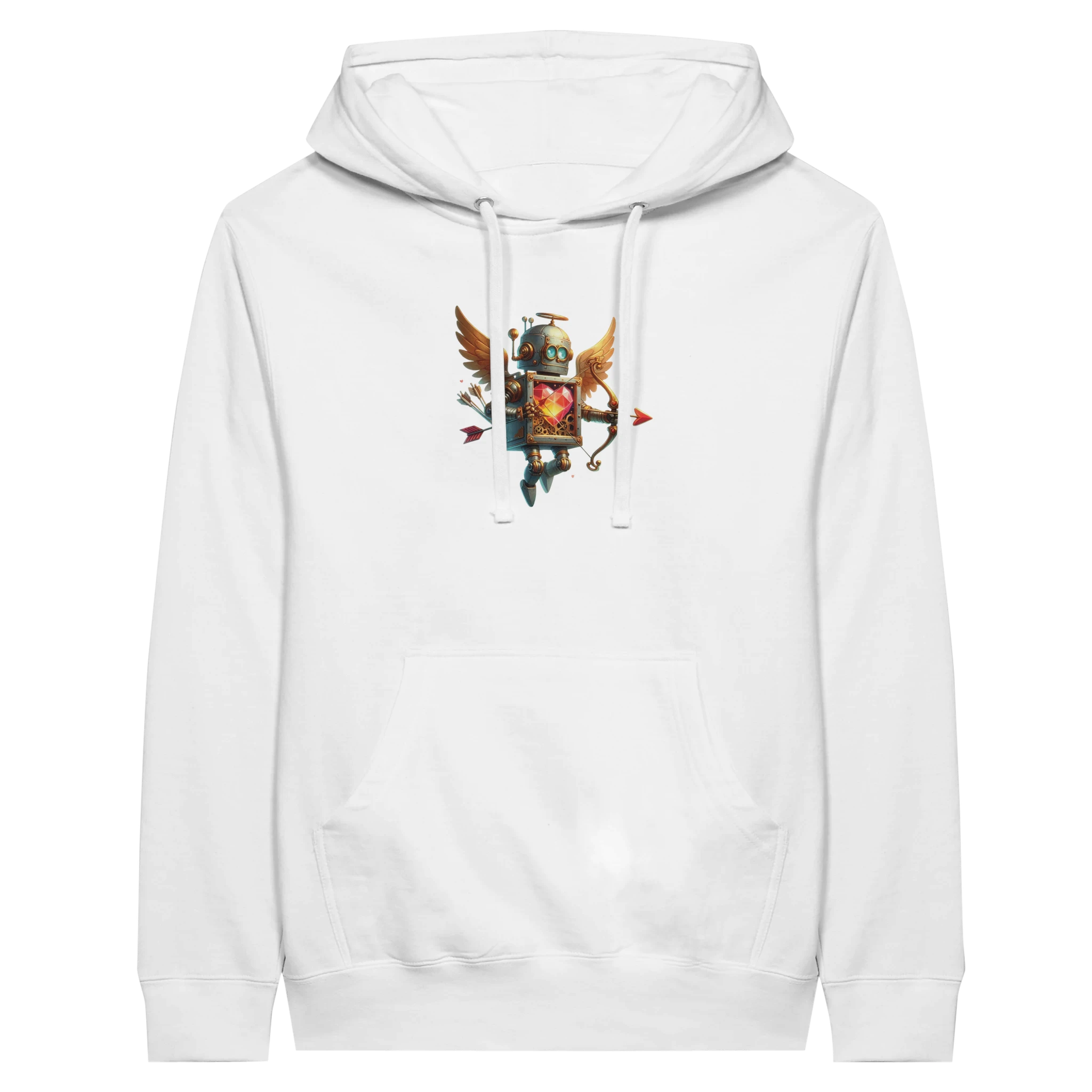 Valentine Robot Cupid Tee – Where Tech Meets Tender Premium Unisex Pullover Hoodie - Valentine's day, Hoodies