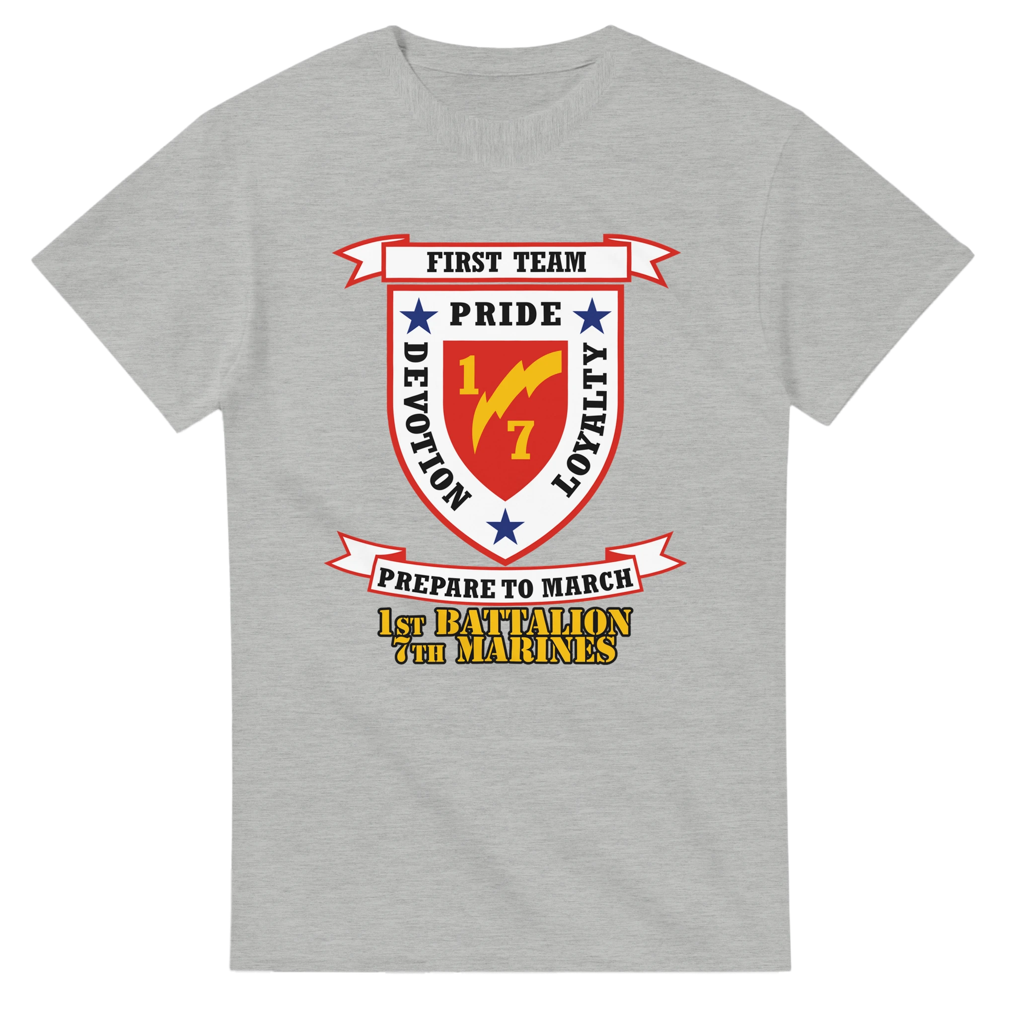 1st Battalion 7th Marines “First Team” T-Shirt – USMC Infantry Pride Tee for Veterans & Supporters - US Marines, T-Shirts