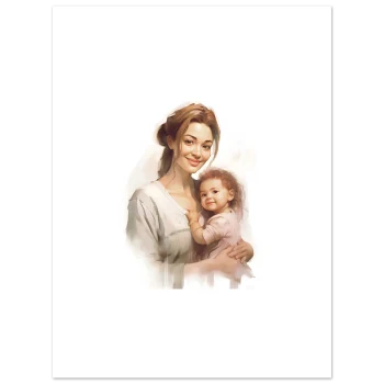 Juba Happy Young Mom Art Print Poster - For Moms, Canvas & Posters
