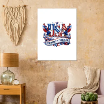 250 Years Freedom Patriotic USA 1776-2026 Poster - All Apparel & Gifts, Canvas & Posters, 4th of July Patriotic Shirts & Gifts