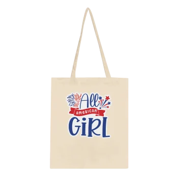 All American Girl Canvas Tote Bag | Spacious Everyday Carry - Patriotic, Tote bag