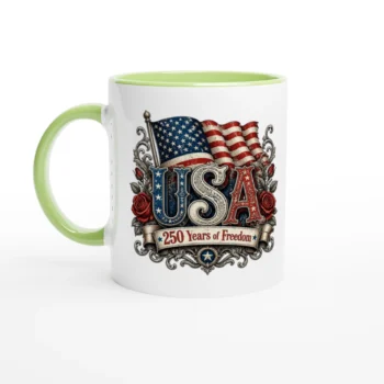 250 Years Freedom Patriotic Mug 1776-2026 - All Apparel & Gifts, 4th of July Patriotic Shirts & Gifts, Mugs