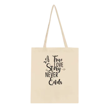 True Love Story Canvas Tote Bag | Romantic Design - All Apparel & Gifts, Funny Quotes, Tote bag