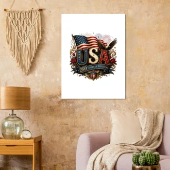 250 Years Freedom Patriotic 1776 2026 Wall Art Poster - All Apparel & Gifts, Canvas & Posters, 4th of July Patriotic Shirts & Gifts