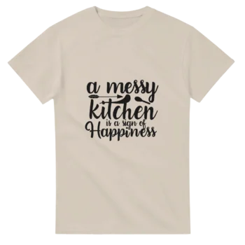 Messy Kitchen Happy Life Graphic Tee - All Apparel & Gifts, Funny Quotes, T-Shirts