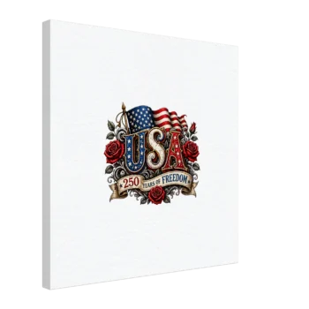 250 Years Freedom 1776-2026 Patriotic Canvas - All Apparel & Gifts, Canvas & Posters, 4th of July Patriotic Shirts & Gifts