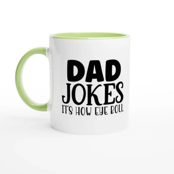 Dad Jokes Eye Roll Ceramic Coffee Mug 11oz - Funny Quotes, Mugs