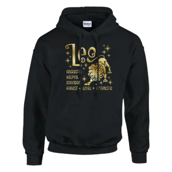 Leo Gold Hoodie | Cozy Fleece Pullover Sweatshirt - All Apparel & Gifts, Zodiac, Hoodies