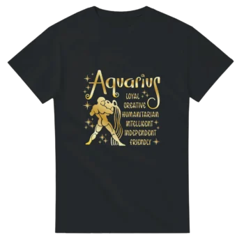 Aquarius Gold Tshirt | Celestial Graphic Tee - All Apparel & Gifts