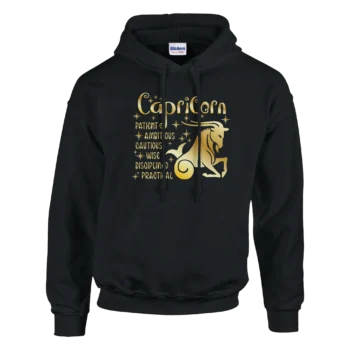 Capricorn Gold Hoodie | Zodiac Pullover Sweatshirt - All Apparel & Gifts