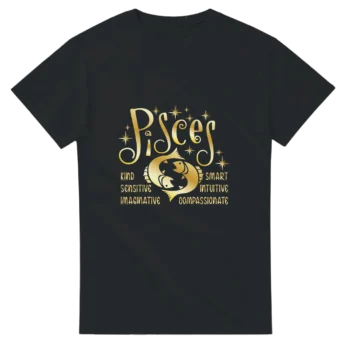Pisces Gold T-Shirt | Zodiac Graphic Tee - All Apparel & Gifts