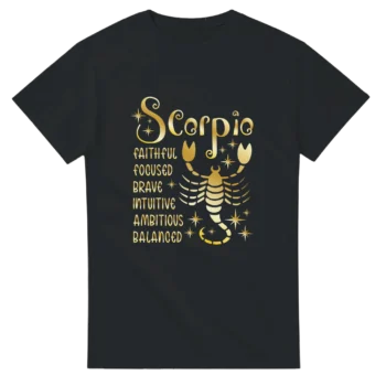 Scorpio Gold T-Shirt | Celestial Astrology Graphic Tee - All Apparel & Gifts