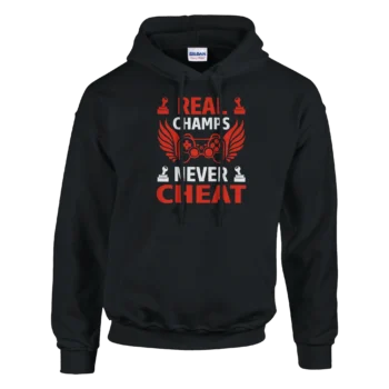 Real Champs Never Cheat Typography Hoodie - All Apparel & Gifts, Hoodies, Video & Games