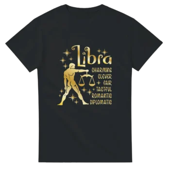 Libra Gold Graphic Tee | Zodiac Art T-Shirt - All Apparel & Gifts