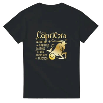 Capricorn Gold T-Shirt | Zodiac Graphic Tee - All Apparel & Gifts