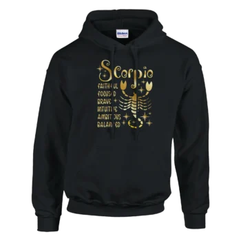 Scorpio Gold Hoodie | Zodiac Pullover Sweatshirt - All Apparel & Gifts