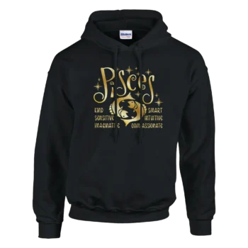 Pisces Gold Hoodie | Zodiac Pullover Sweatshirt - All Apparel & Gifts